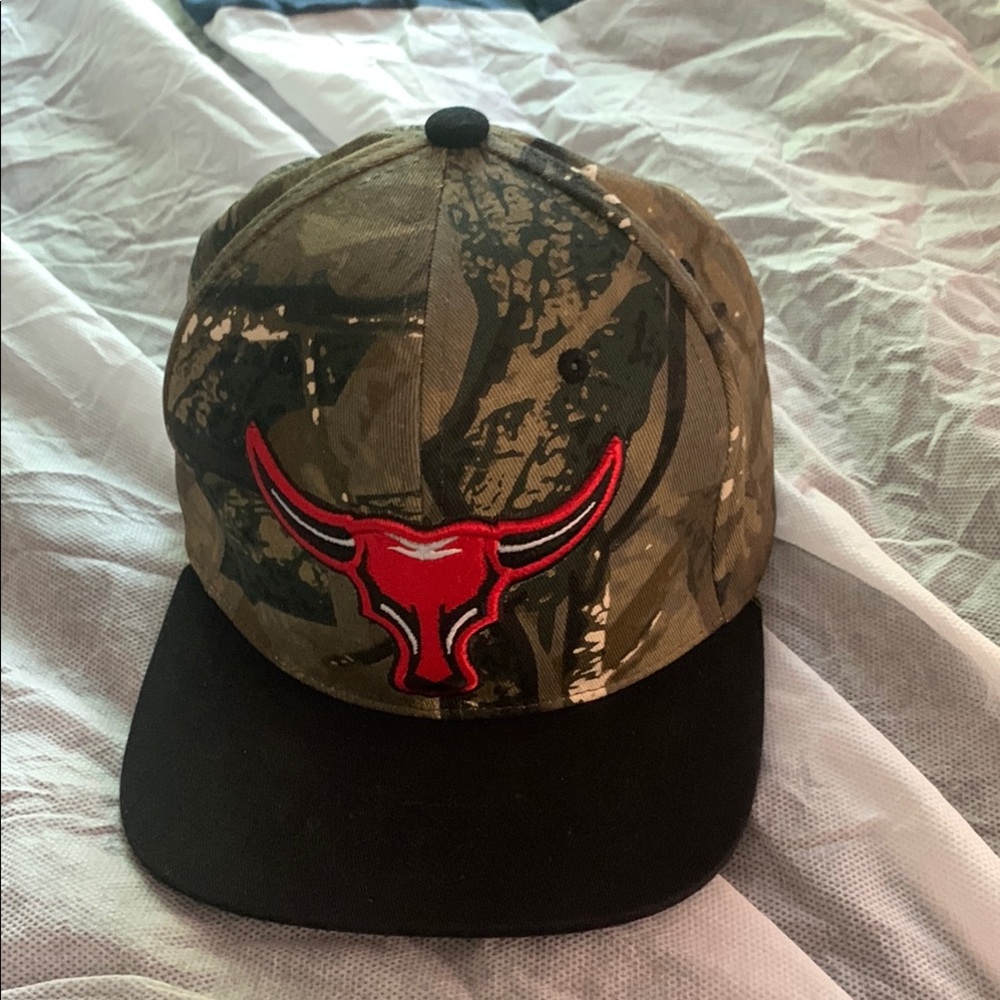 Camo and Black Cap with Red Logo